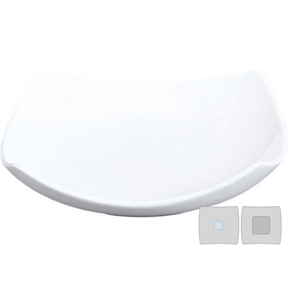 Gebogene quadratische Teller aus weißem Porzellan